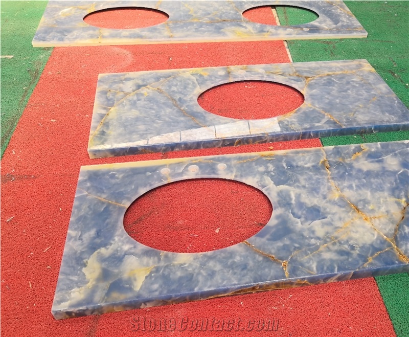 Translucent Onyx Backlit Glass Panels Bathroom Tops