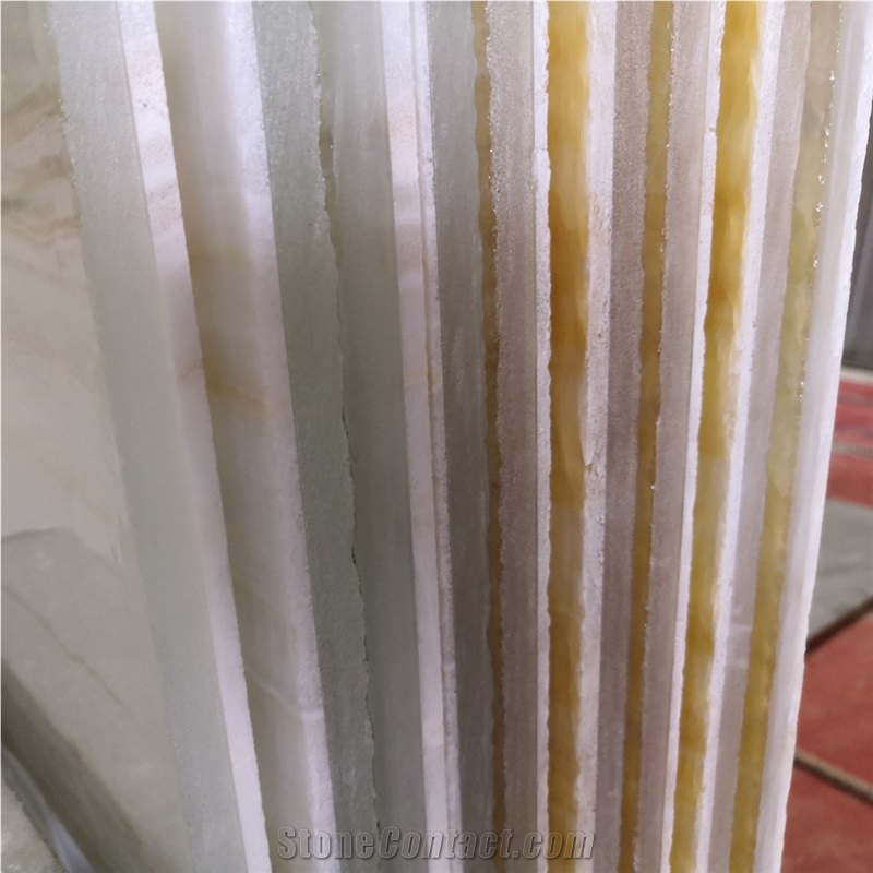 Translucent Yellow Onyx Backlit Glass Panels