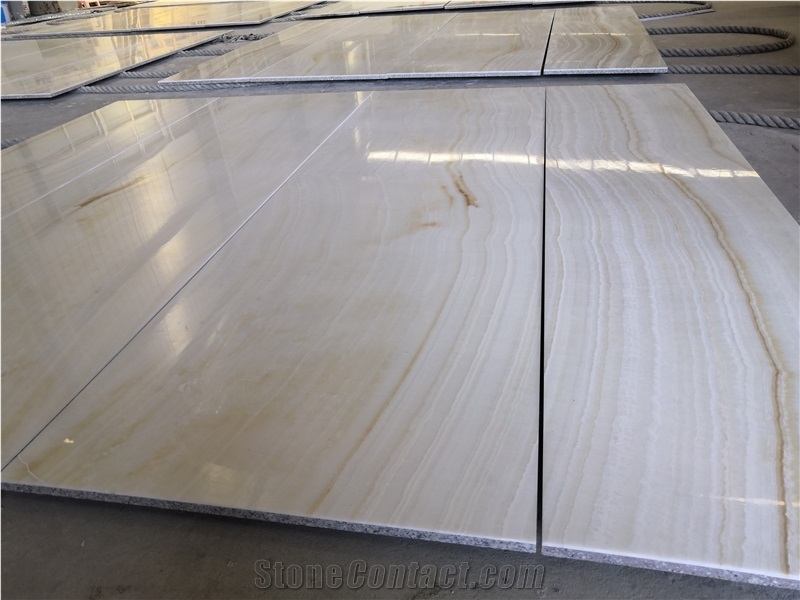 White Onyx Laminated Natural Stone Panels For Outdoor Uses
