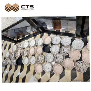 Terrazzo Artificial Stone White Pet Bowl Colorful Particle