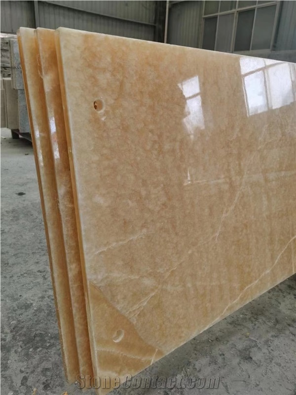 Glass Onyx Composite Honeycomb Backed Panels Translucent Tile Slab