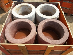 Beige Sandstone Flower Pots , Garden Planters