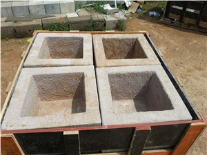 Beige Sandstone Flower Pots , Garden Planters