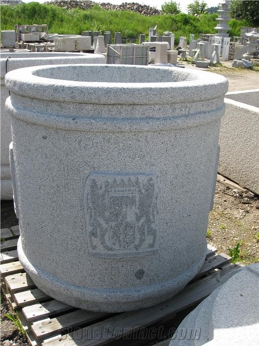 Gray Granite Flower Pot Garden Planters