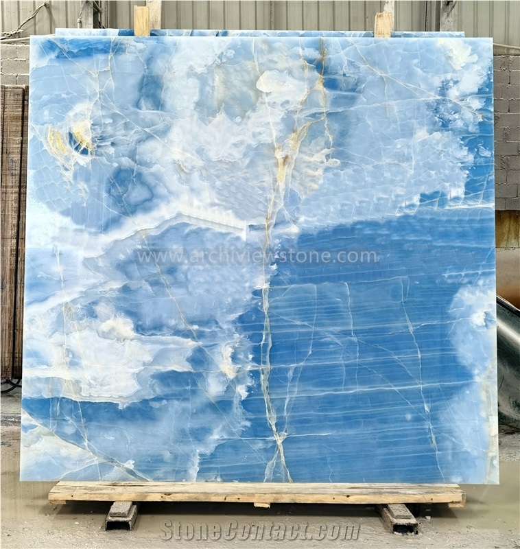 Backlit Onice Blue Jade Onyx Slabs