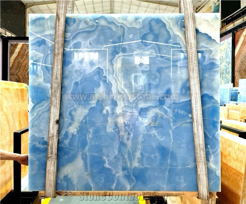 Backlit Onice Blue Jade Onyx Slabs