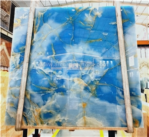 Backlit Onice Blue Jade Onyx Slabs