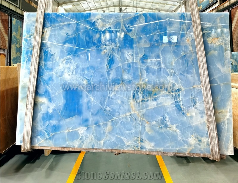 Backlit Onice Blue Jade Onyx Slabs