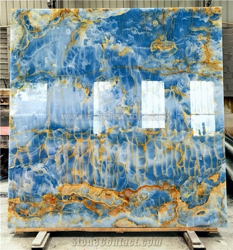 Backlit Onice Blue Jade Onyx Slabs