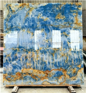 Backlit Onice Blue Jade Onyx Slabs