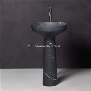Black Nero Marquina Marble Freestanding Wash Basin Black Nero Marquina Marble Freestanding Wash Basin