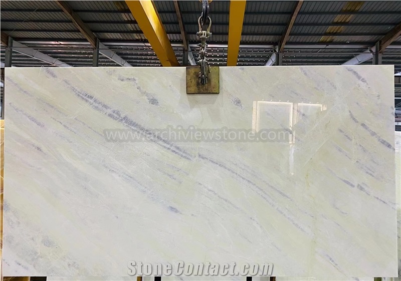 Devon Sun White Marble Slab Tiles