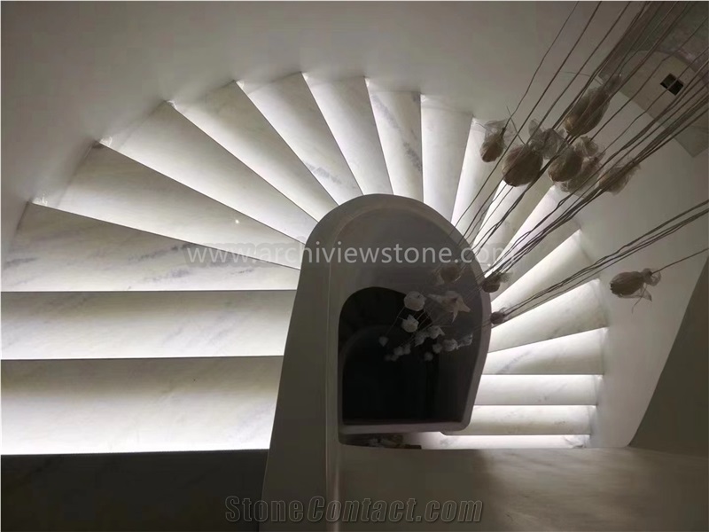 Devon Sun White Marble Slab Tiles