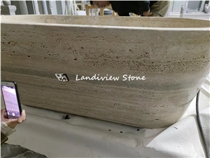 Luxury Wavy Beige Travertine Stone Bathtub