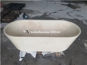 Luxury Wavy Beige Travertine Stone Bathtub