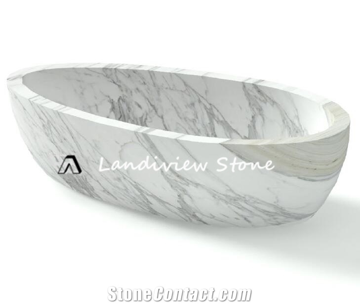 Luxury Wavy Beige Travertine Stone Bathtub