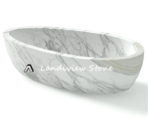 Luxury Wavy Beige Travertine Stone Bathtub