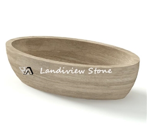 Luxury Wavy Beige Travertine Stone Bathtub