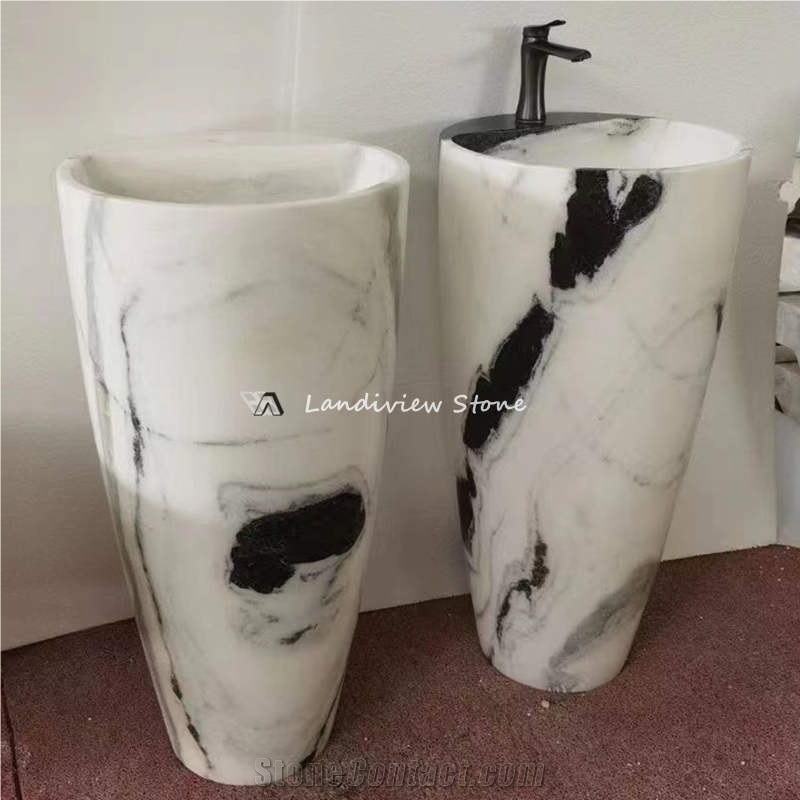 Natural Stone Panda White Marble Basin Washroom Sink