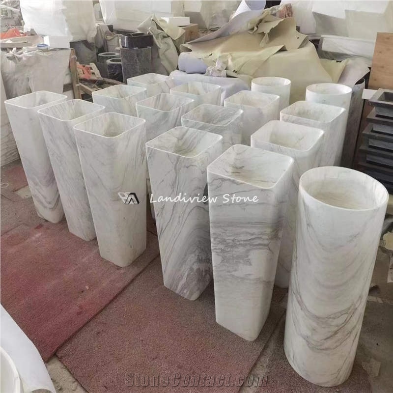 Natural Stone Panda White Marble Basin Washroom Sink