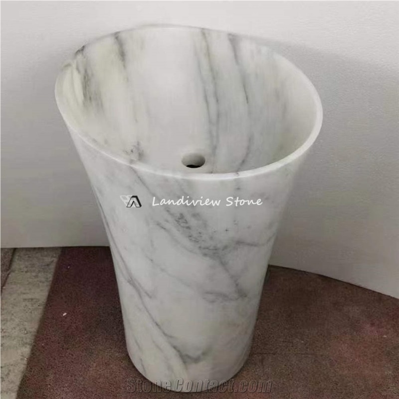 Natural Stone Sink Beige Travertine Free Standing Wash Basin