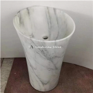 Natural Stone Sink Beige Travertine Free Standing Wash Basin