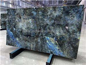 New Polished Lemurian Blue Granite Slabs