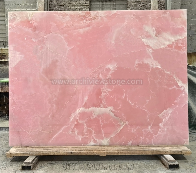 Polished MGT Pink Onyx Slabs For Wall Panels
