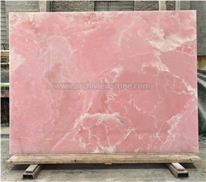 Polished MGT Pink Onyx Slabs For Wall Panels