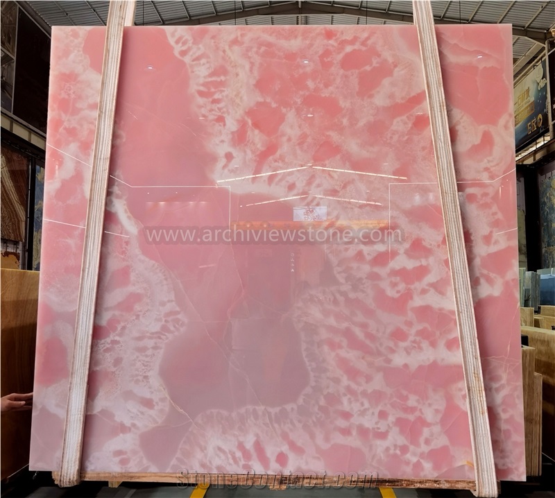Polished MGT Pink Onyx Slabs For Wall Panels