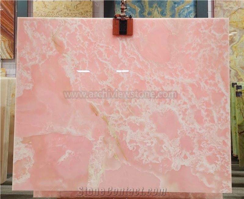 Polished MGT Pink Onyx Slabs For Wall Panels