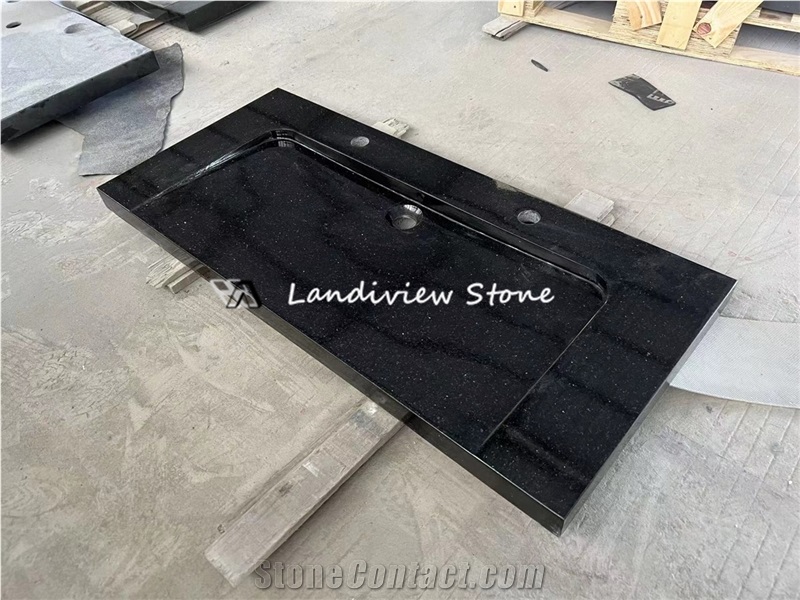 Rock Face Black Granite Sink Outdoor Stone Basin