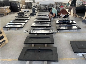 Rock Face Black Granite Sink Outdoor Stone Basin