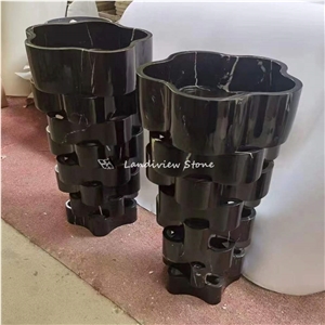 Rock Face Black Granite Sink Outdoor Stone Basin