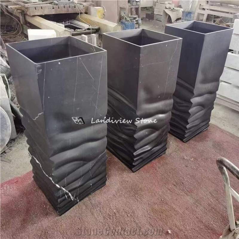 Rock Face Black Granite Sink Outdoor Stone Basin