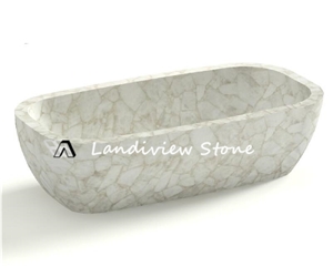 White Marble Freestanding Bathtub