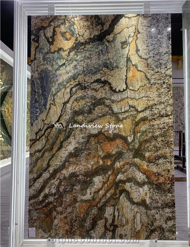 Yellow Barricato Granite Slab For Wall And Flooring