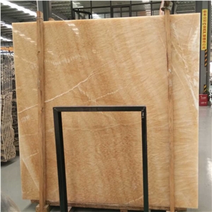 Yellow Onyx Slabs For Decorative Back Wall Panel Design