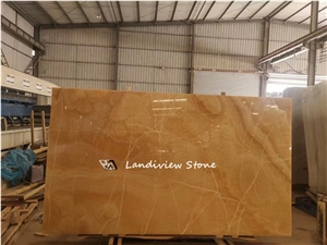 Yellow Onyx Slabs For Decorative Back Wall Panel Design