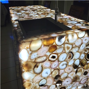 Customized Translucent White Agate Kitchen Island Top Customized Translucent White Agate Kitchen Island Top
