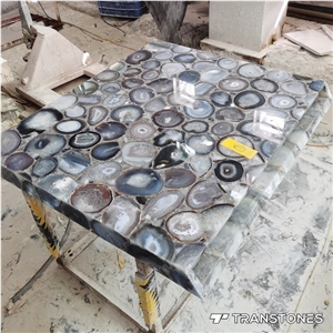 Customized Translucent White Agate Kitchen Island Top