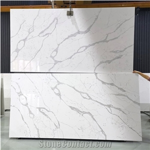5007 Calacatta Quartz Bookmatched Stone Kitchen Cabinet