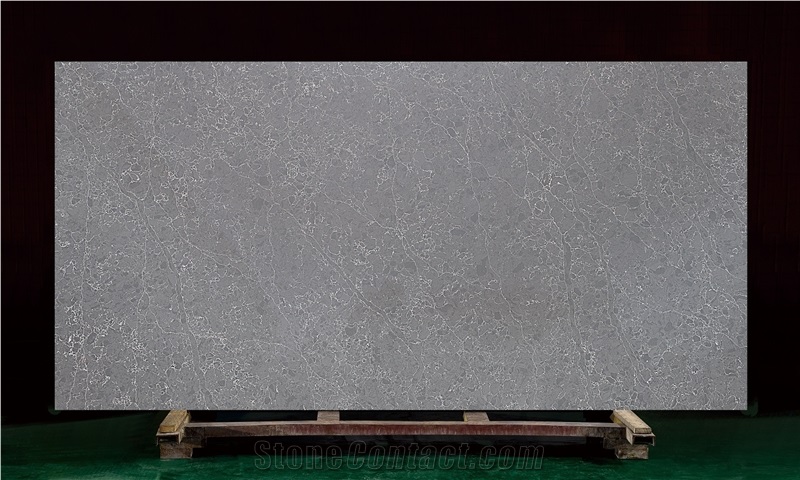 Gorgeous Gold Veins Grey Calacatta Quarts Slab