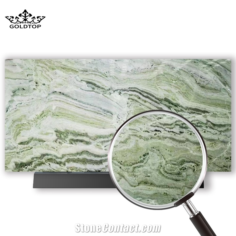 Ornament Chinese Green Cold Ice Jade Marble Big Slab