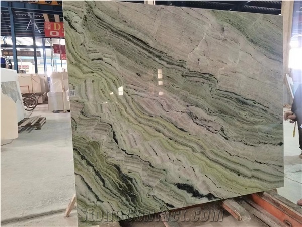 Ornament Chinese Green Cold Ice Jade Marble Big Slab