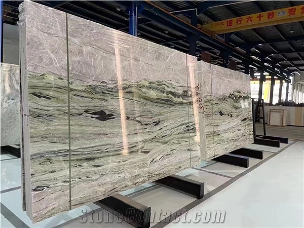 Ornament Chinese Green Cold Ice Jade Marble Big Slab