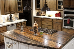 Sandalus Wooden Quartzite Prefab Kitchen Countertops