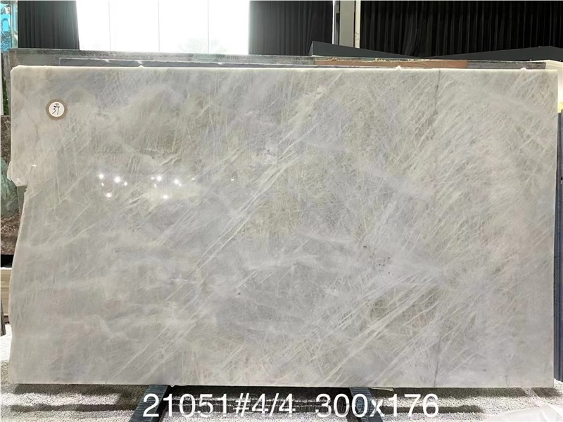 Luxury Brazil White Crystal Fjord Quartzite Slabs