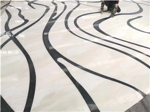 Luxury White Marble Waterjet  For The Floor