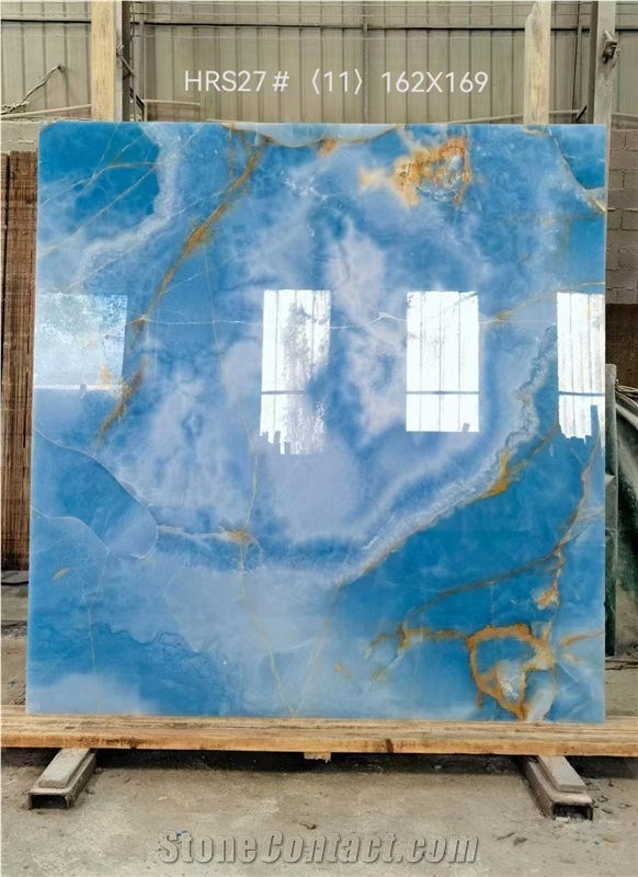 Natural Luxury Blue Onyx Slabs Ocean Blue Onyx Tile
